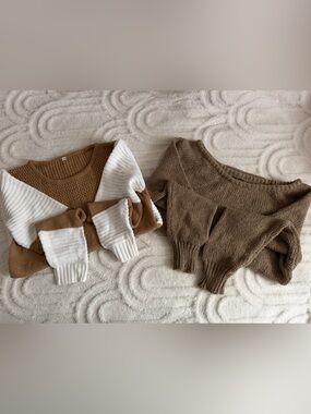 Women's Knit Sweaters Set of 2 - Brown & Cream, Size S, NWOT, Cozy Comfy Sweater